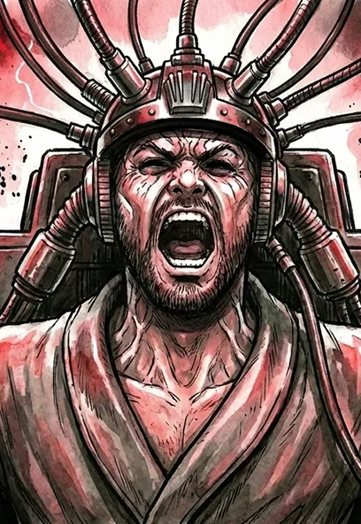 PANEL 25 Neil’s body arches against the restraints, veins popping, a silent scream trapped in his throat.